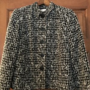 Vintage Women’s Blazer Jacket, Sz 6 Petite, Black/White